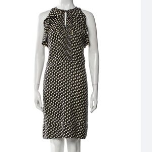 DIANE VON FURSTENBERG NEW! Black/Yellow Geometric TERESIA Silk Tied Dress
